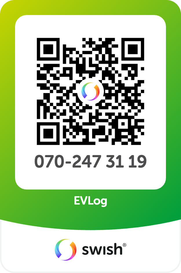 Swish QR code marked EVLog, number 070-247 31 19